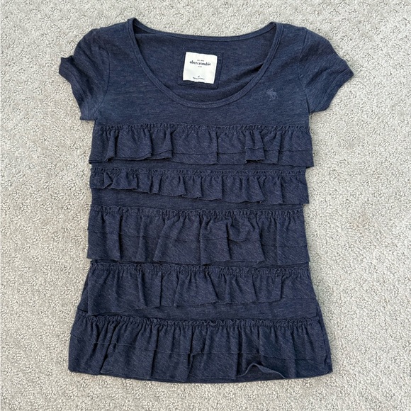 Vintage Abercrombie Short Sleeve Ruffle Top - Picture 1 of 4